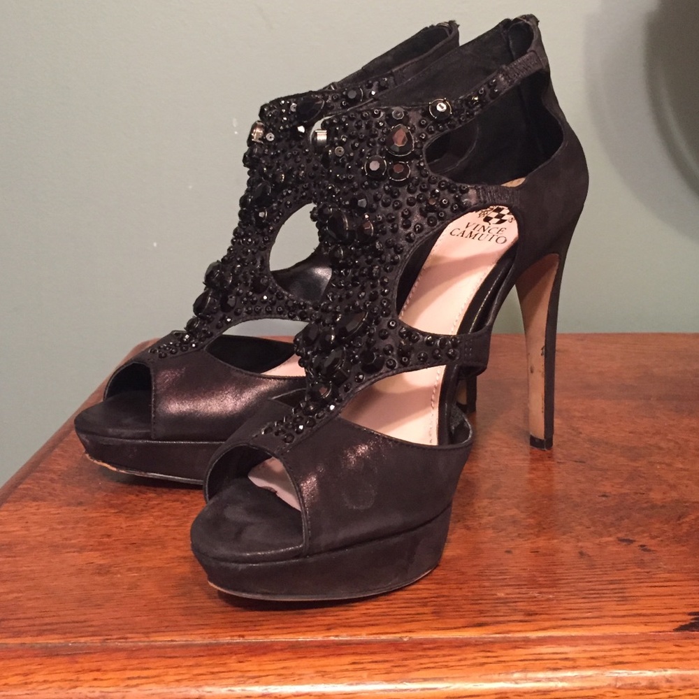 Vince Camuto glitz suede pumps